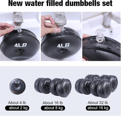 Water Filled Dumbbells Set - Water Filled Weights - Portable Travel Weights - Adjustable Dumbbells