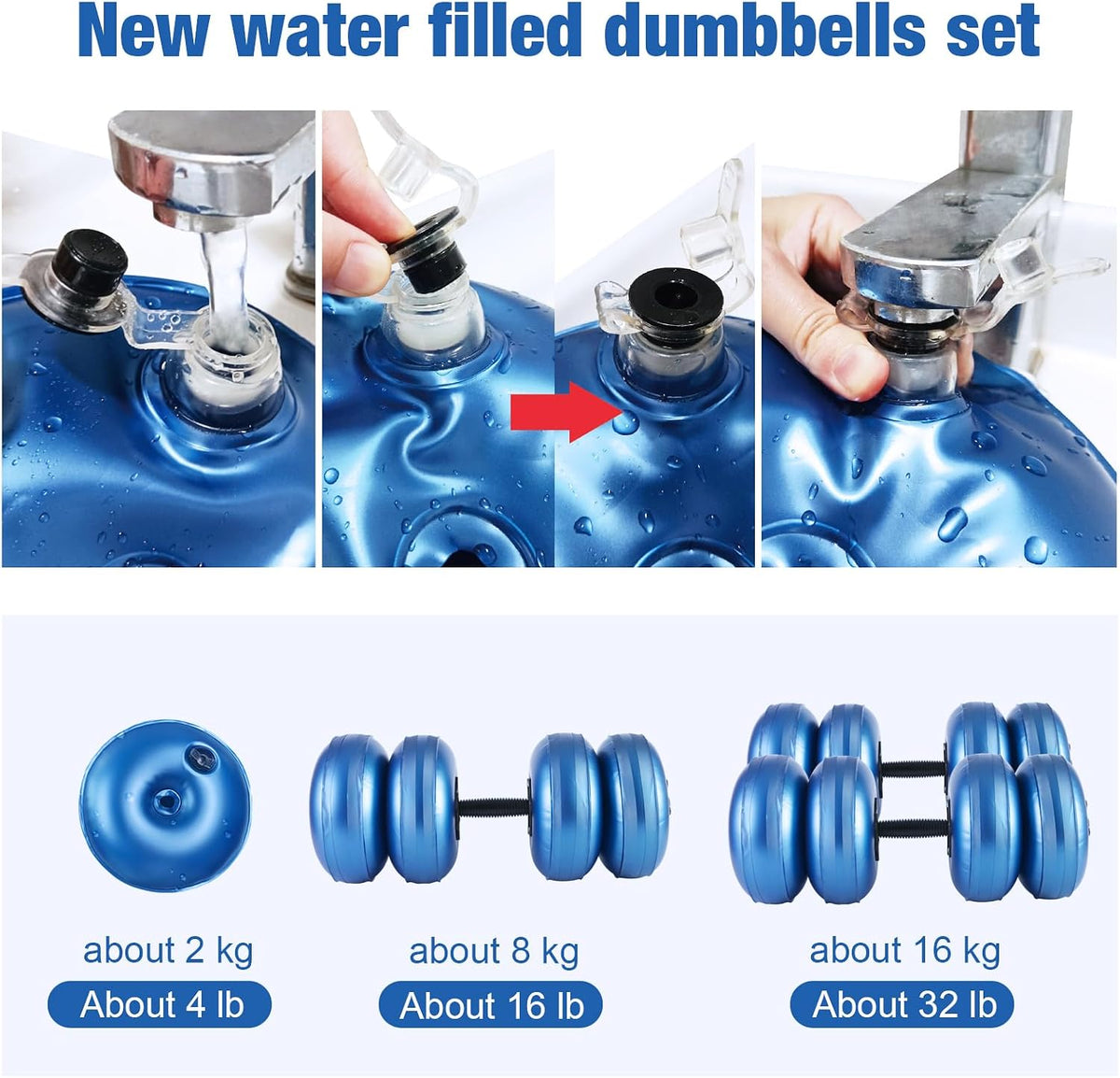 Water Filled Dumbbells Set - Water Filled Weights - Portable Travel Weights - Adjustable Dumbbells