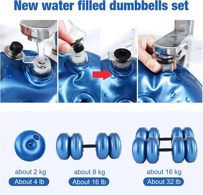 Water Filled Dumbbells Set - Water Filled Weights - Portable Travel Weights - Adjustable Dumbbells