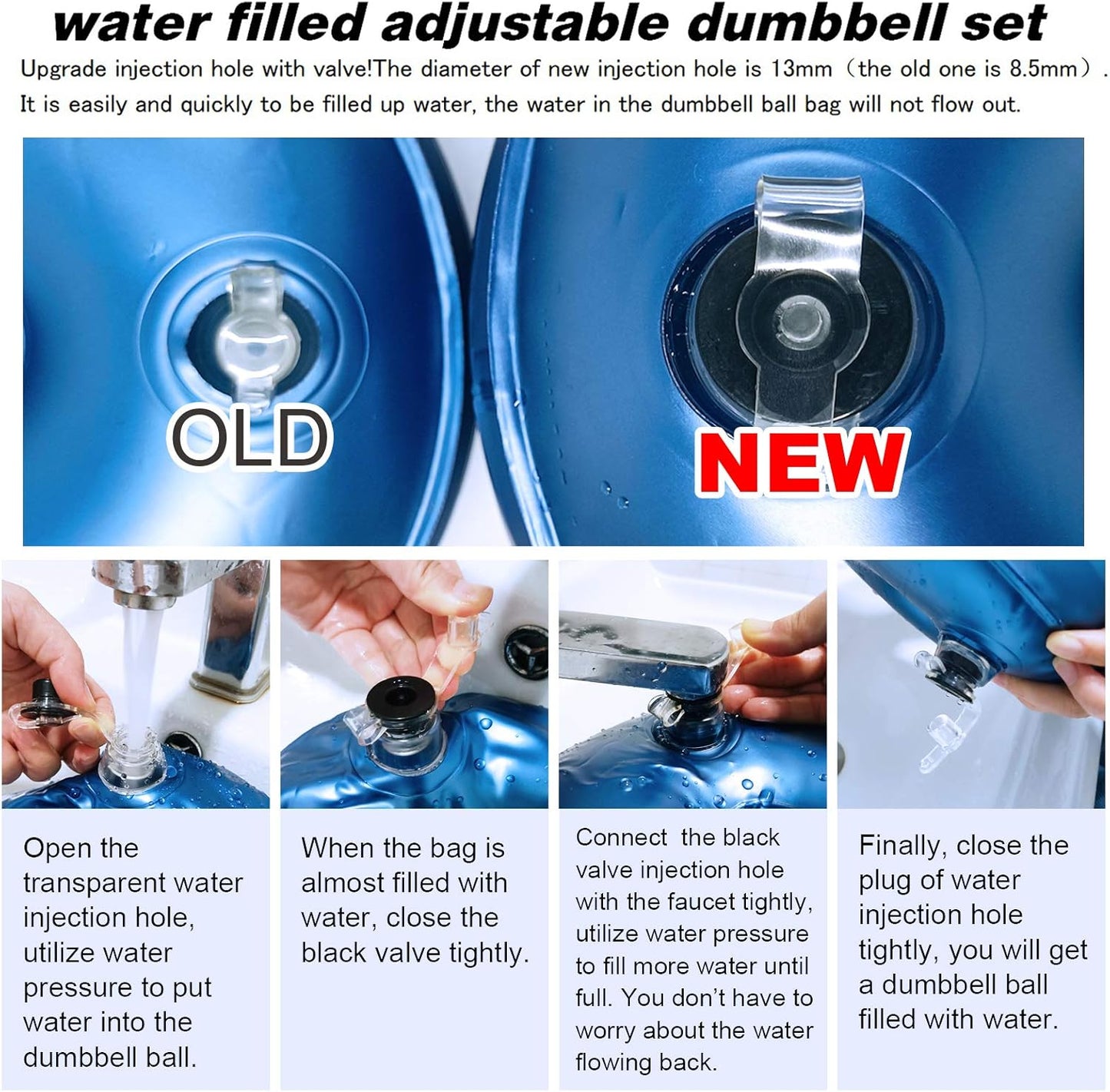 Water Filled Dumbbells Set - Water Filled Weights - Portable Travel Weights - Adjustable Dumbbells