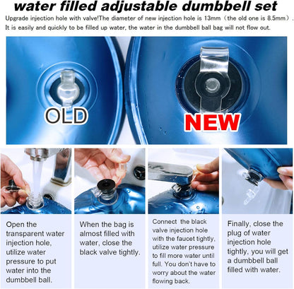Water Filled Dumbbells Set - Water Filled Weights - Portable Travel Weights - Adjustable Dumbbells