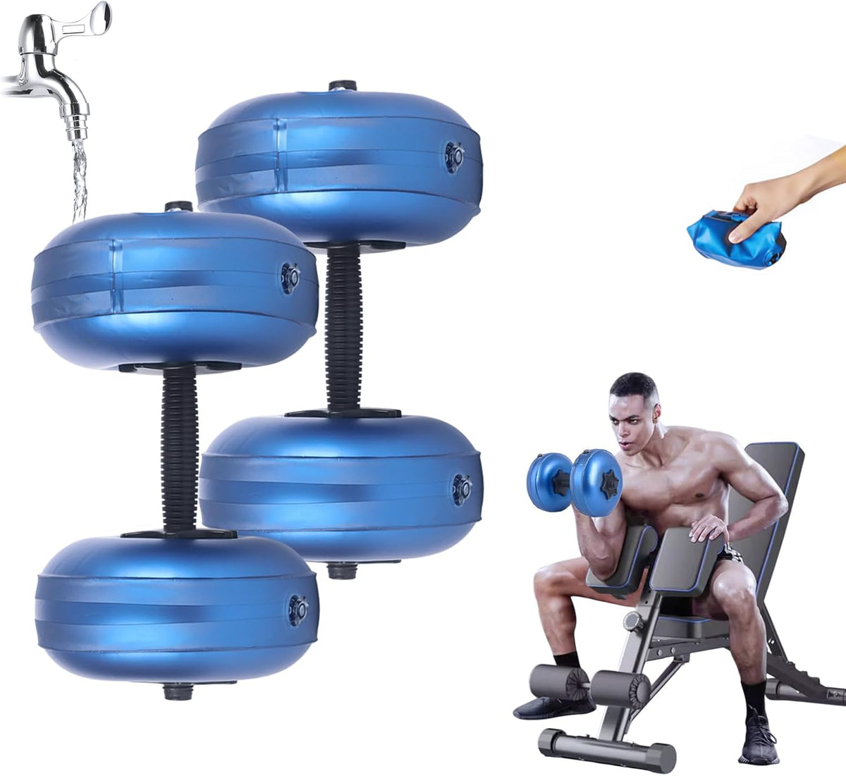 Water Filled Dumbbells Set - Water Filled Weights - Portable Travel Weights - Adjustable Dumbbells