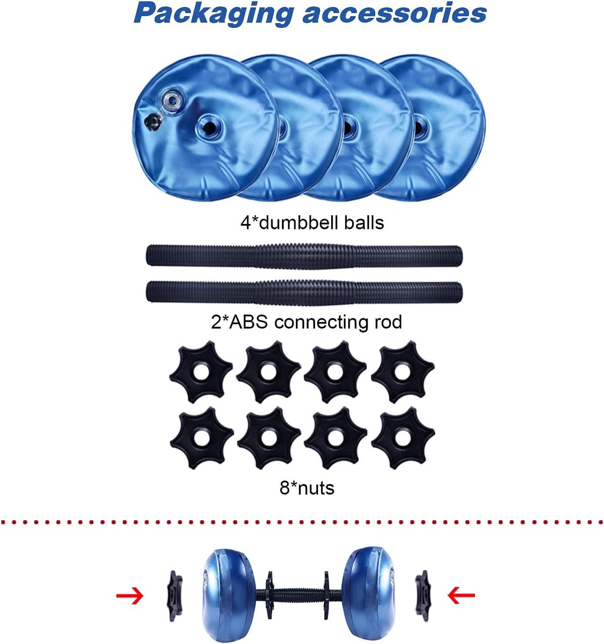 Water Filled Dumbbells Set - Water Filled Weights - Portable Travel Weights - Adjustable Dumbbells