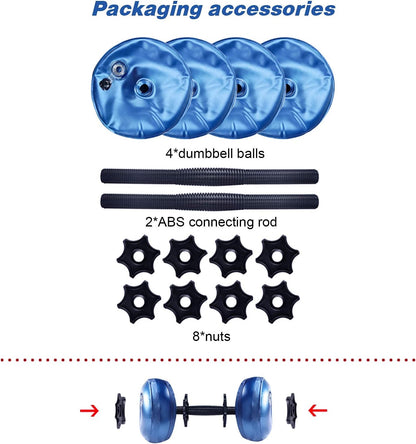 Water Filled Dumbbells Set - Water Filled Weights - Portable Travel Weights - Adjustable Dumbbells