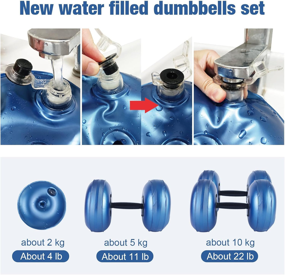 Water Filled Dumbbells Set - Water Filled Weights - Portable Travel Weights - Adjustable Dumbbells