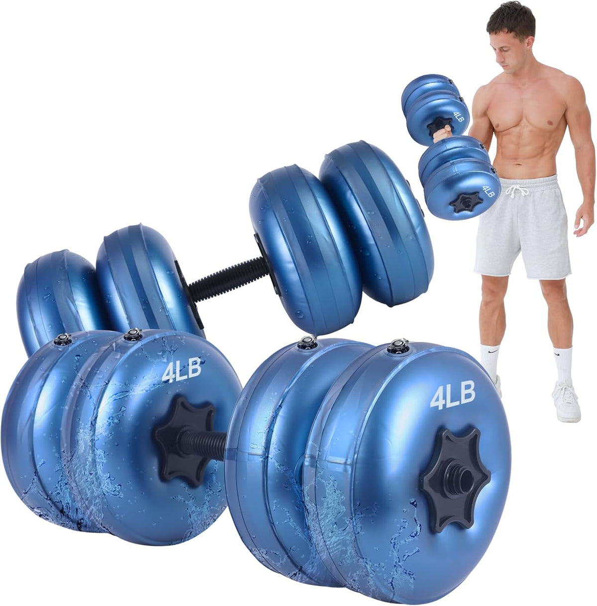 Water Filled Dumbbells Set - Water Filled Weights - Portable Travel Weights - Adjustable Dumbbells