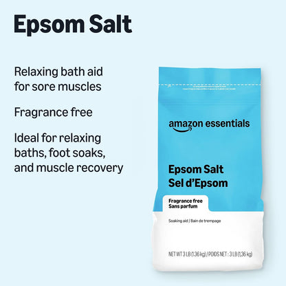 Epsom Salt Soak, Magnesium Sulfate USP, 3 Pound, 6-Pack (Previously Amazon Basics)