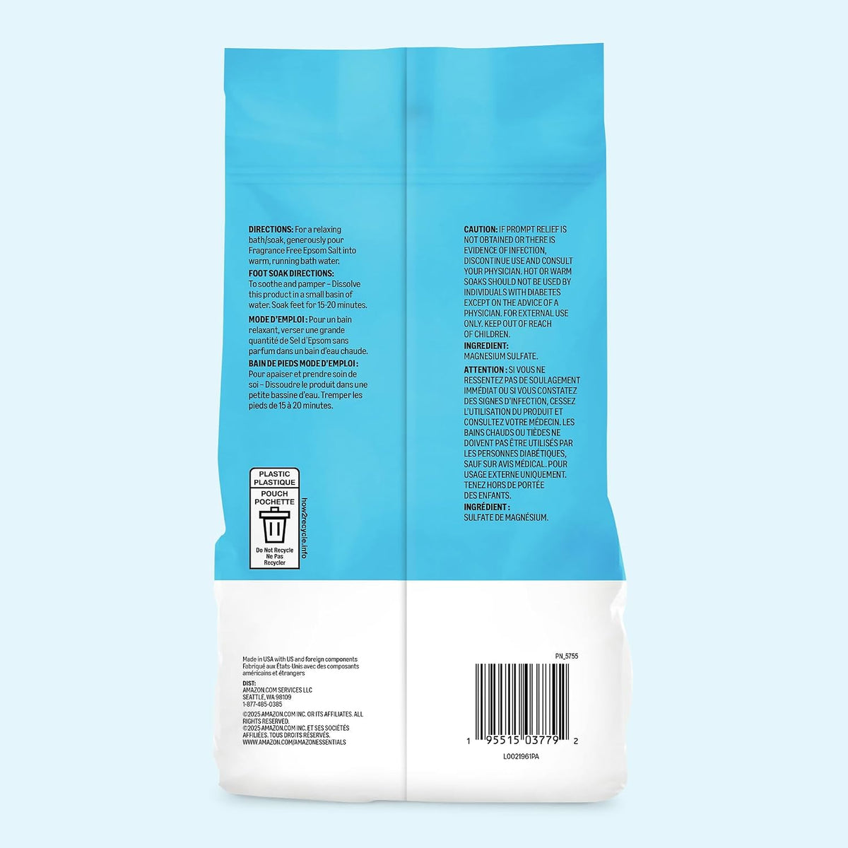 Epsom Salt Soak, Magnesium Sulfate USP, 3 Pound, 6-Pack (Previously Amazon Basics)