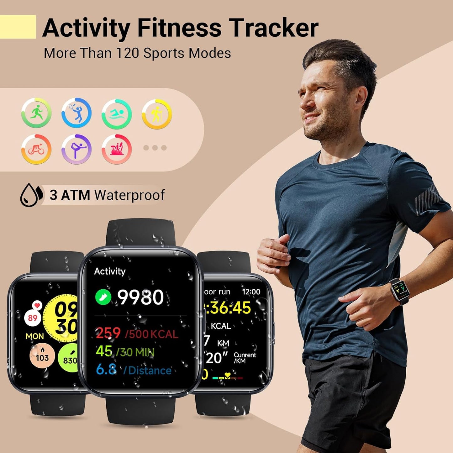 Smartwatch for Women, Compatible with Android & iPhone, 1.8'' Fitness Tracker Watch with Alexa, Call & Notification Alerts, Heart Rate & Sleep Monitor, 120 Sports Modes, Waterproof Watch for Women