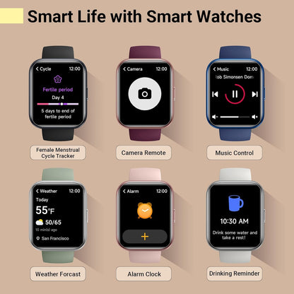 Smartwatch for Women, Compatible with Android & iPhone, 1.8'' Fitness Tracker Watch with Alexa, Call & Notification Alerts, Heart Rate & Sleep Monitor, 120 Sports Modes, Waterproof Watch for Women