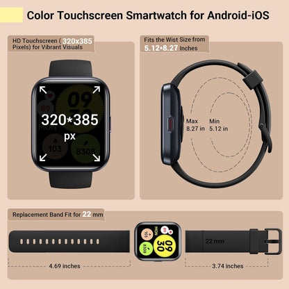 Smartwatch for Women, Compatible with Android & iPhone, 1.8'' Fitness Tracker Watch with Alexa, Call & Notification Alerts, Heart Rate & Sleep Monitor, 120 Sports Modes, Waterproof Watch for Women