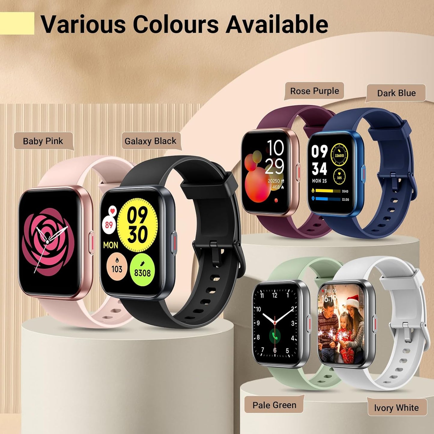 Smartwatch for Women, Compatible with Android & iPhone, 1.8'' Fitness Tracker Watch with Alexa, Call & Notification Alerts, Heart Rate & Sleep Monitor, 120 Sports Modes, Waterproof Watch for Women