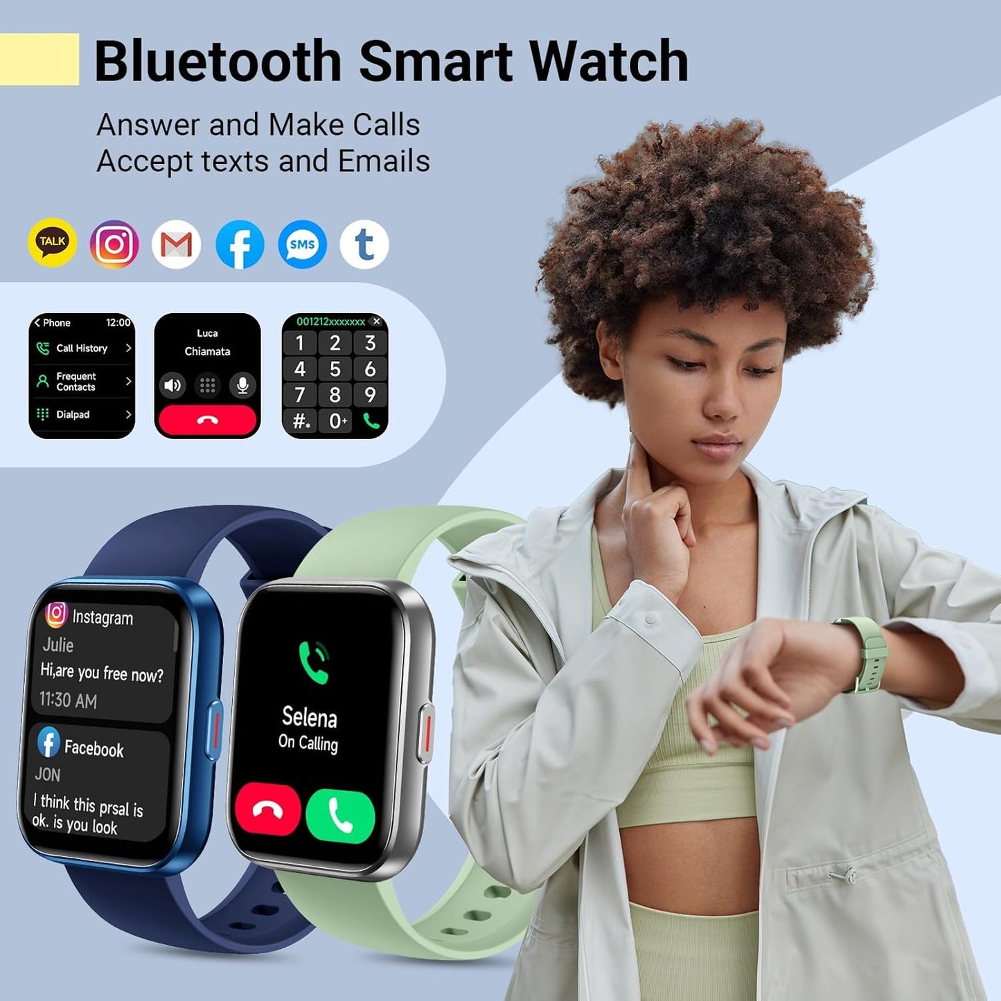 Smartwatch for Women, Compatible with Android & iPhone, 1.8'' Fitness Tracker Watch with Alexa, Call & Notification Alerts, Heart Rate & Sleep Monitor, 120 Sports Modes, Waterproof Watch for Women