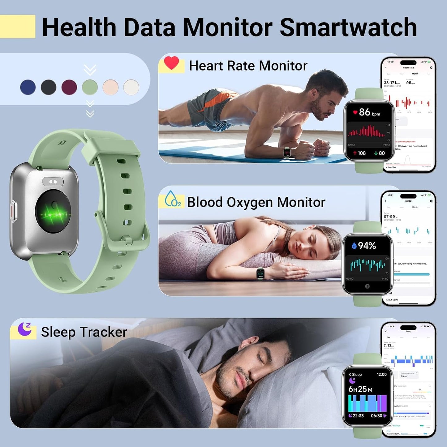 Smartwatch for Women, Compatible with Android & iPhone, 1.8'' Fitness Tracker Watch with Alexa, Call & Notification Alerts, Heart Rate & Sleep Monitor, 120 Sports Modes, Waterproof Watch for Women