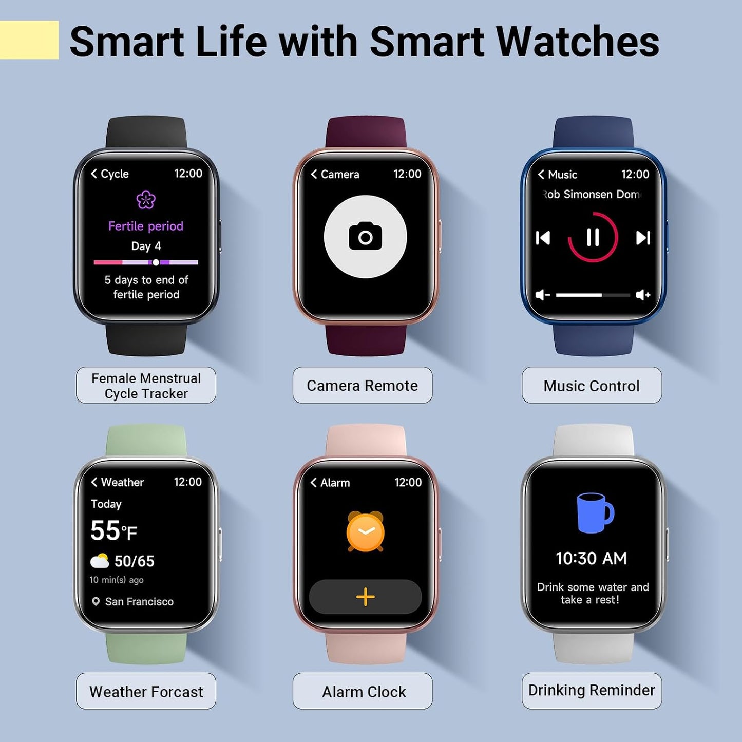 Smartwatch for Women, Compatible with Android & iPhone, 1.8'' Fitness Tracker Watch with Alexa, Call & Notification Alerts, Heart Rate & Sleep Monitor, 120 Sports Modes, Waterproof Watch for Women