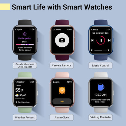Smartwatch for Women, Compatible with Android & iPhone, 1.8'' Fitness Tracker Watch with Alexa, Call & Notification Alerts, Heart Rate & Sleep Monitor, 120 Sports Modes, Waterproof Watch for Women