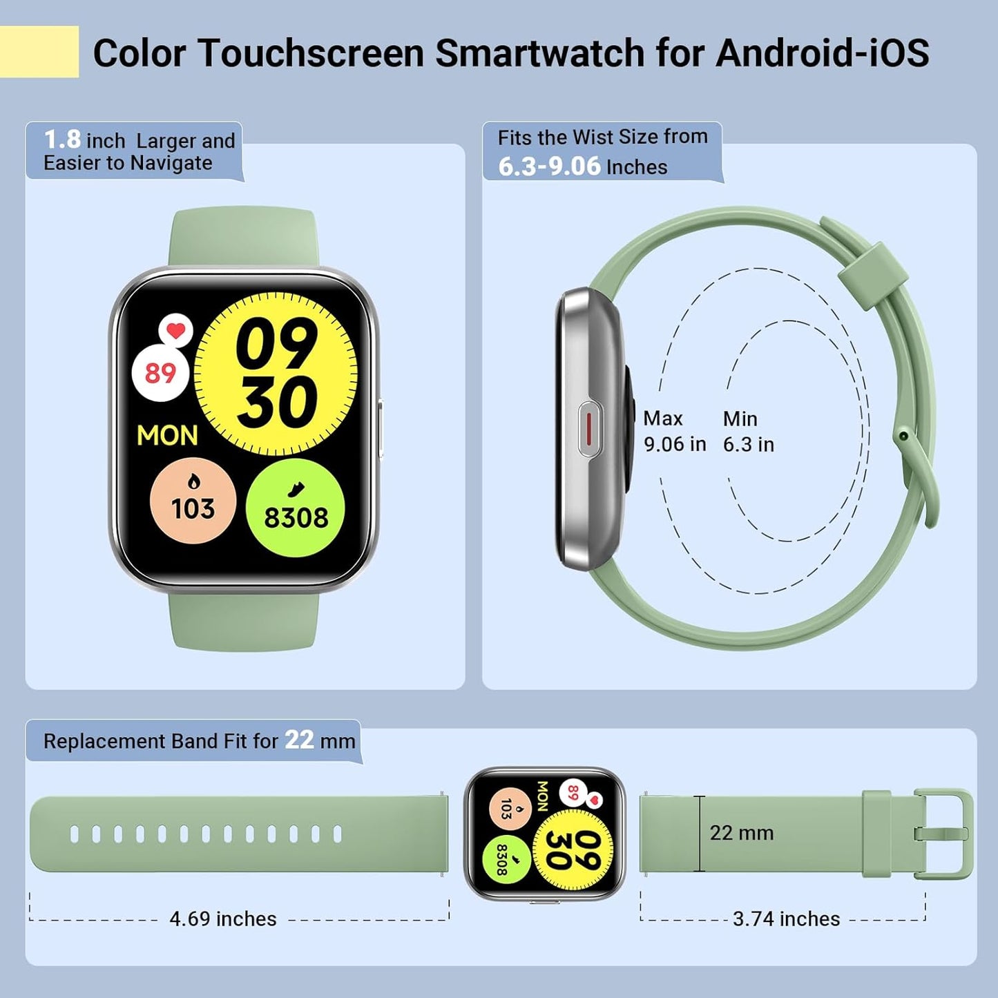 Smartwatch for Women, Compatible with Android & iPhone, 1.8'' Fitness Tracker Watch with Alexa, Call & Notification Alerts, Heart Rate & Sleep Monitor, 120 Sports Modes, Waterproof Watch for Women