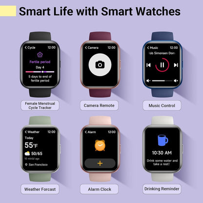 Smartwatch for Women, Compatible with Android & iPhone, 1.8'' Fitness Tracker Watch with Alexa, Call & Notification Alerts, Heart Rate & Sleep Monitor, 120 Sports Modes, Waterproof Watch for Women