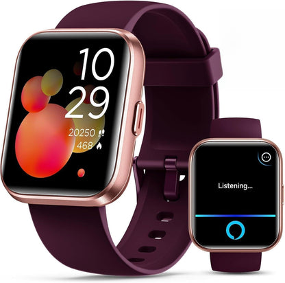 Smartwatch for Women, Compatible with Android & iPhone, 1.8'' Fitness Tracker Watch with Alexa, Call & Notification Alerts, Heart Rate & Sleep Monitor, 120 Sports Modes, Waterproof Watch for Women