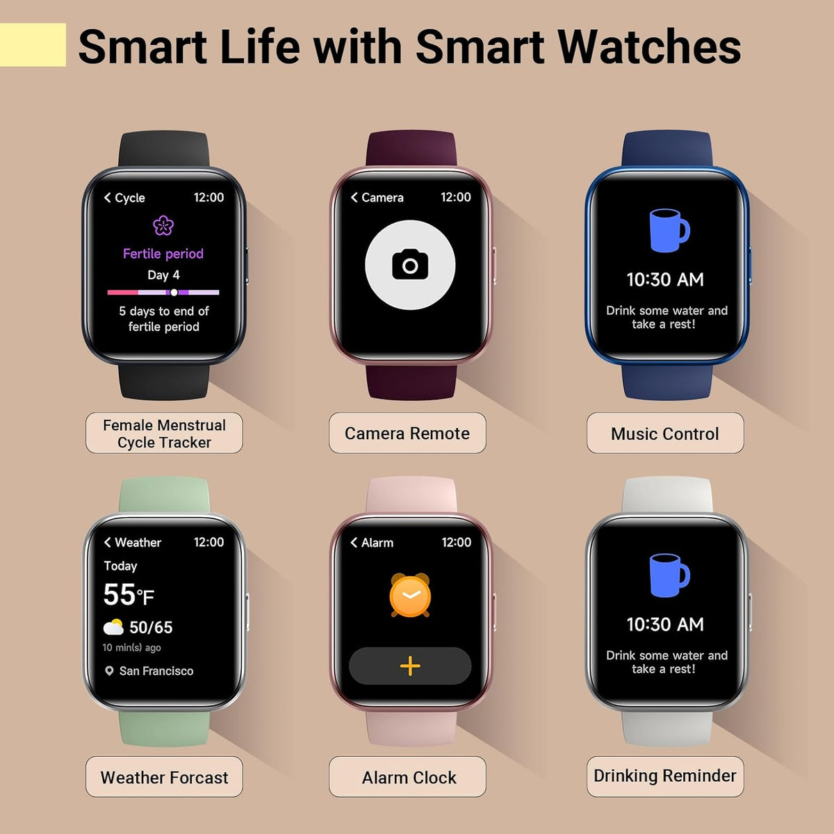 Smartwatch for Women, Compatible with Android & iPhone, 1.8'' Fitness Tracker Watch with Alexa, Call & Notification Alerts, Heart Rate & Sleep Monitor, 120 Sports Modes, Waterproof Watch for Women