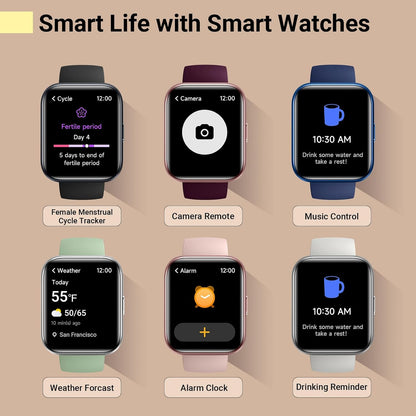 Smartwatch for Women, Compatible with Android & iPhone, 1.8'' Fitness Tracker Watch with Alexa, Call & Notification Alerts, Heart Rate & Sleep Monitor, 120 Sports Modes, Waterproof Watch for Women