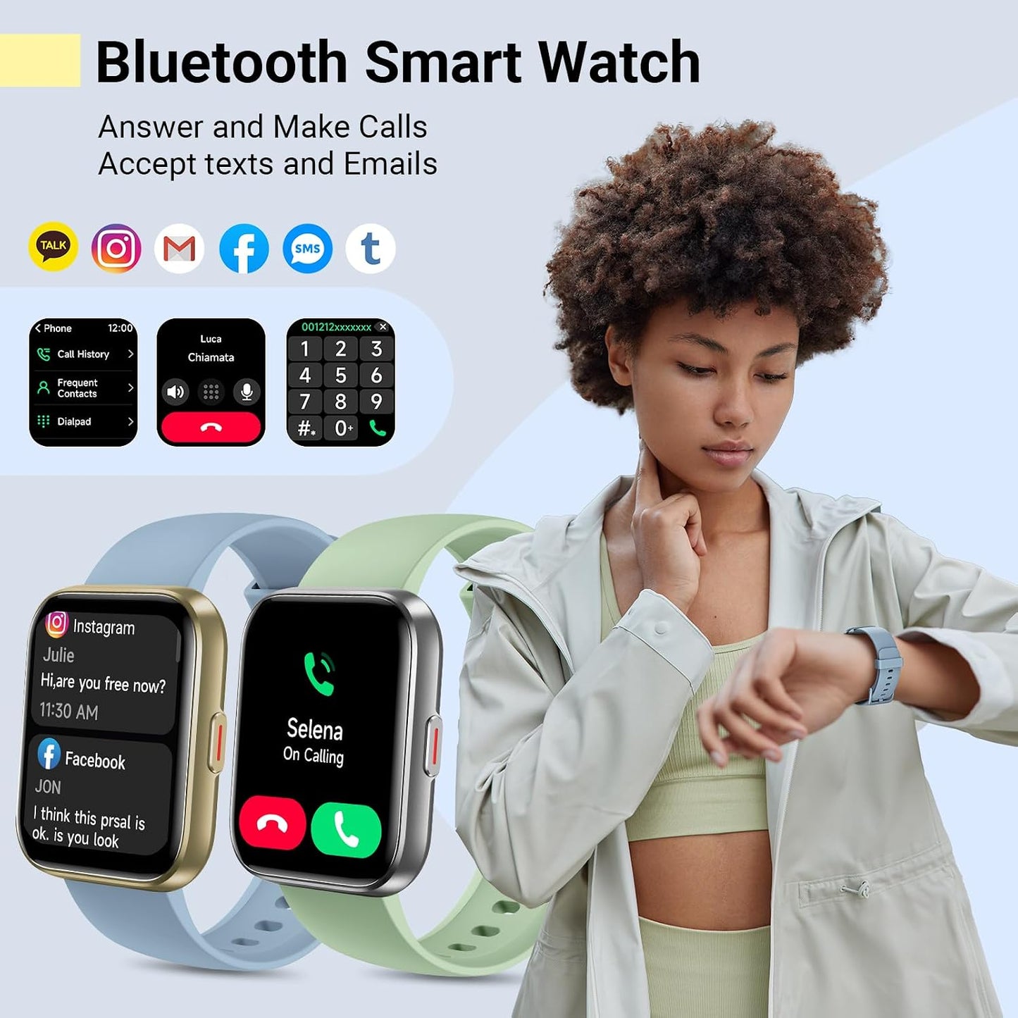 Smartwatch for Women, Compatible with Android & iPhone, 1.8'' Fitness Tracker Watch with Alexa, Call & Notification Alerts, Heart Rate & Sleep Monitor, 120 Sports Modes, Waterproof Watch for Women