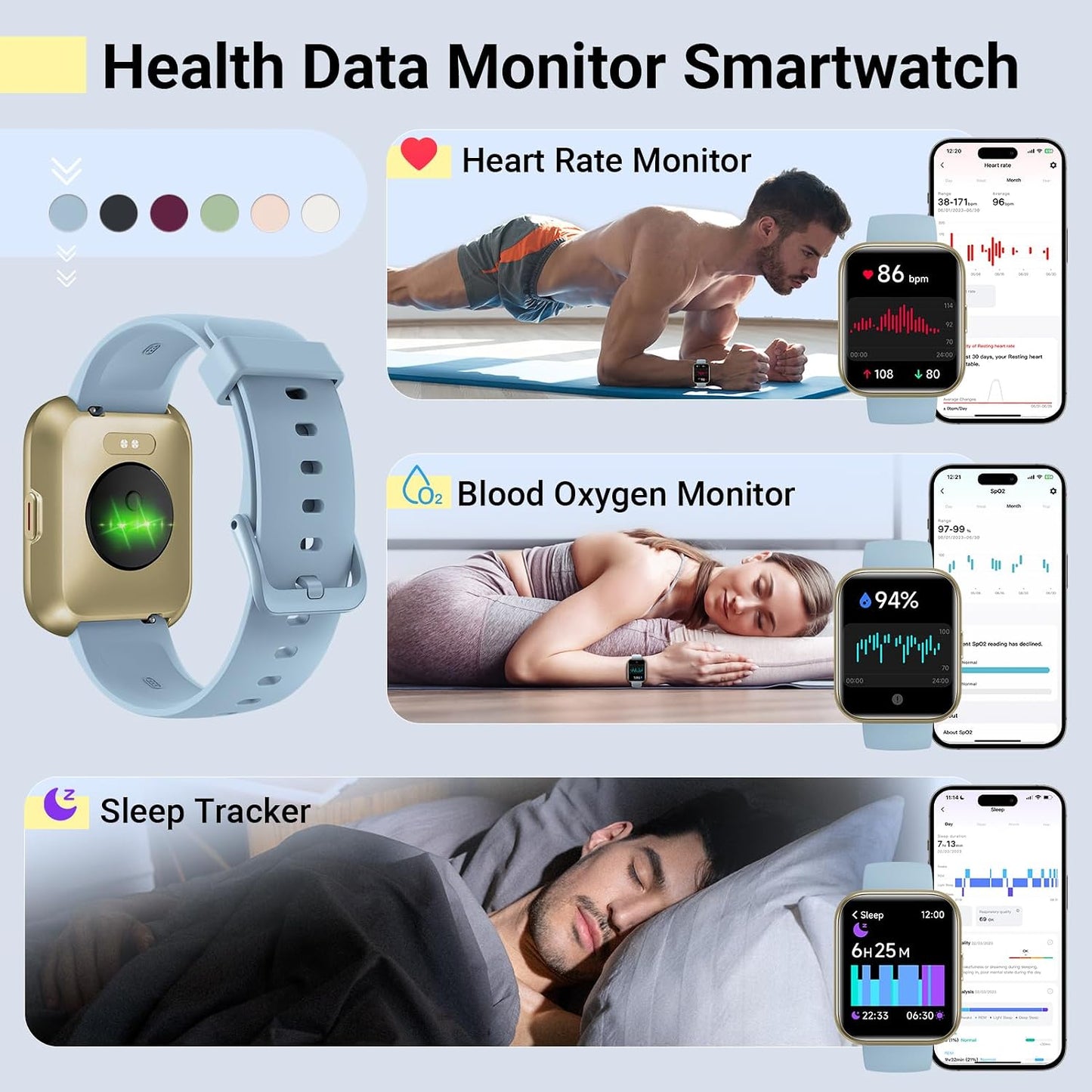 Smartwatch for Women, Compatible with Android & iPhone, 1.8'' Fitness Tracker Watch with Alexa, Call & Notification Alerts, Heart Rate & Sleep Monitor, 120 Sports Modes, Waterproof Watch for Women