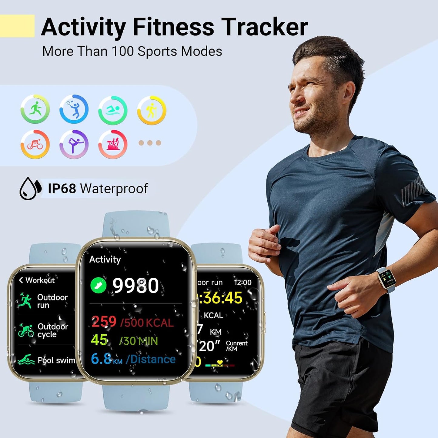Smartwatch for Women, Compatible with Android & iPhone, 1.8'' Fitness Tracker Watch with Alexa, Call & Notification Alerts, Heart Rate & Sleep Monitor, 120 Sports Modes, Waterproof Watch for Women