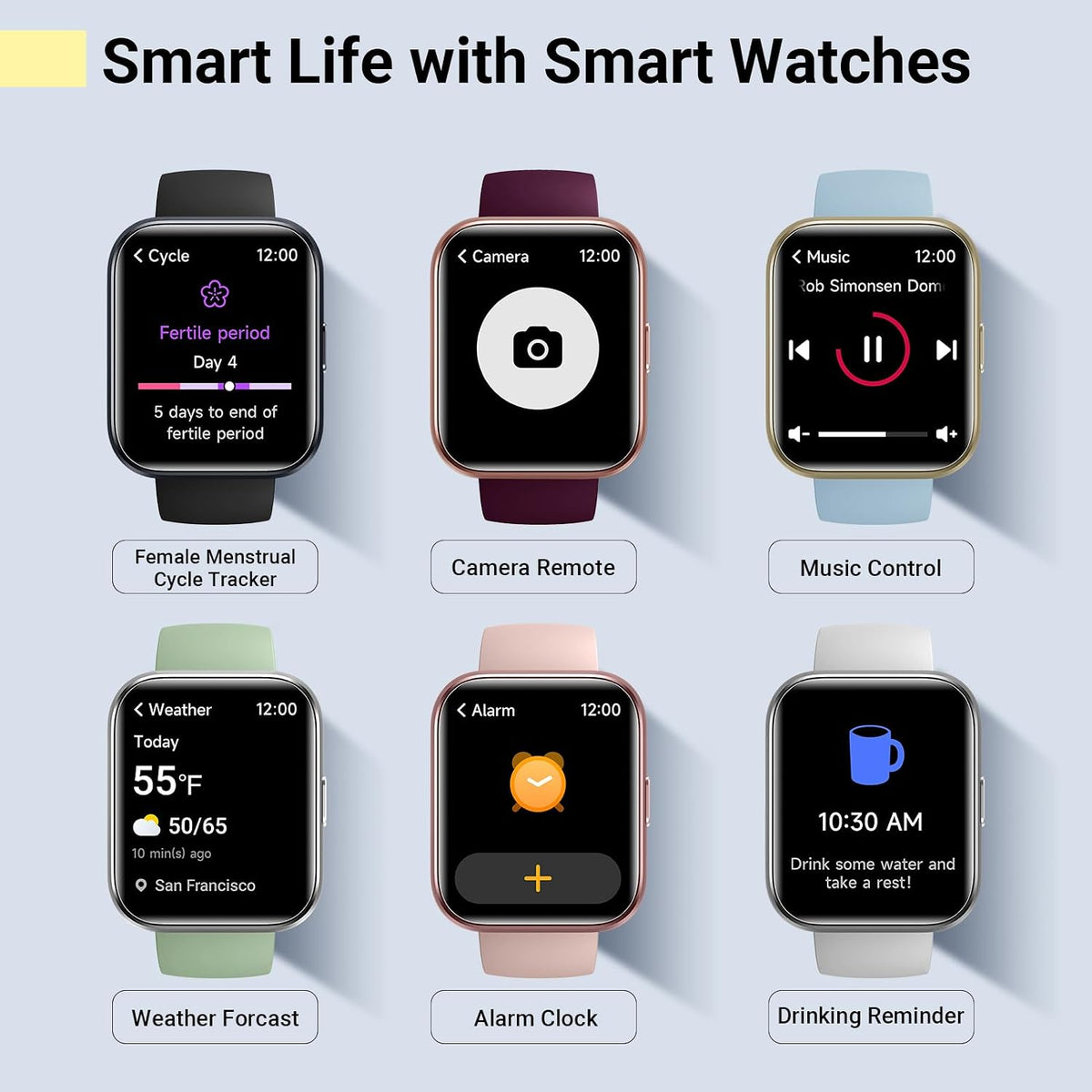 Smartwatch for Women, Compatible with Android & iPhone, 1.8'' Fitness Tracker Watch with Alexa, Call & Notification Alerts, Heart Rate & Sleep Monitor, 120 Sports Modes, Waterproof Watch for Women
