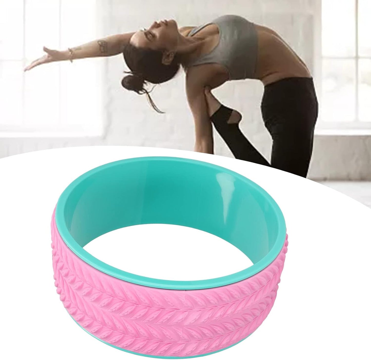 Yoga Wheel Yogas Roller Yoga Back Roller for Core Strengthening Back Massage Posture Correction with Non Slip Supports