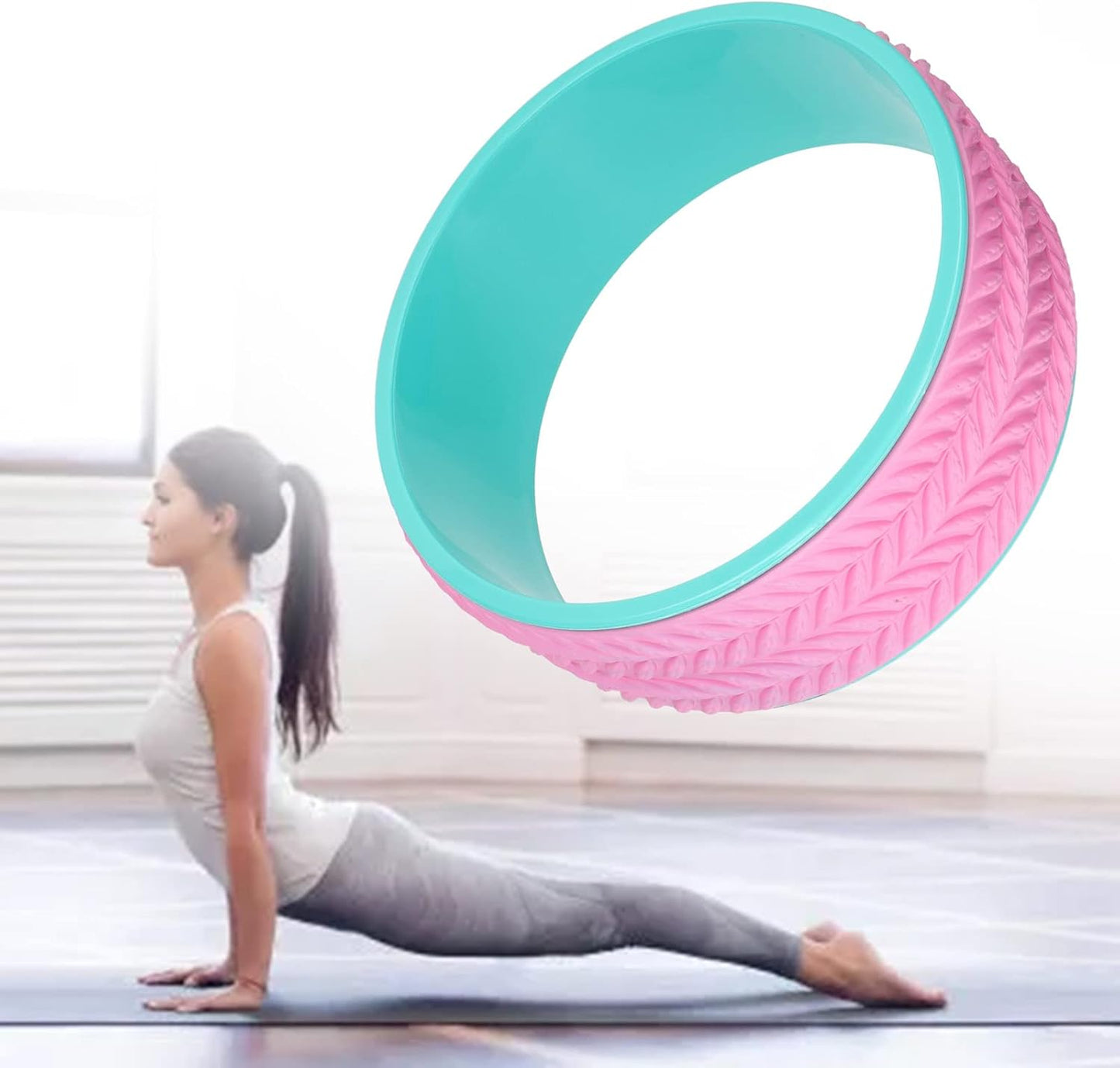 Yoga Wheel Yogas Roller Yoga Back Roller for Core Strengthening Back Massage Posture Correction with Non Slip Supports