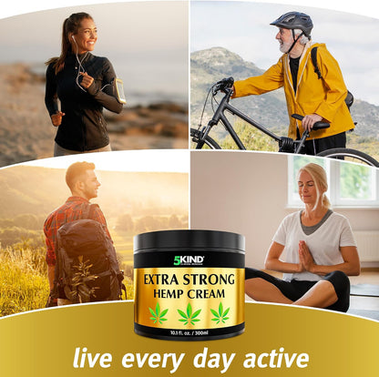 5Kind Extra Strong Hemp Cream 10.1 fl oz - Maximum Strength