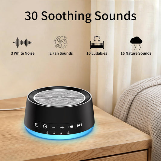 Sound Machine Night Light White Noise Machine with 30 Soothing Sounds 12 Colors Night Light Sleep Machine for Baby Kids Adults Brown Pink Nosie Machine with 32 Volume Levels for Office Home Travel