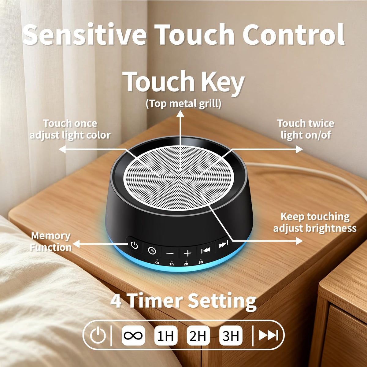 Sound Machine Night Light White Noise Machine with 30 Soothing Sounds 12 Colors Night Light Sleep Machine for Baby Kids Adults Brown Pink Nosie Machine with 32 Volume Levels for Office Home Travel