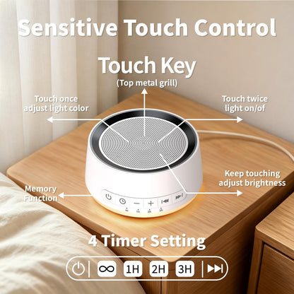 Sound Machine Night Light White Noise Machine with 30 Soothing Sounds 12 Colors Night Light Sleep Machine for Baby Kids Adults Brown Pink Nosie Machine with 32 Volume Levels for Office Home Travel