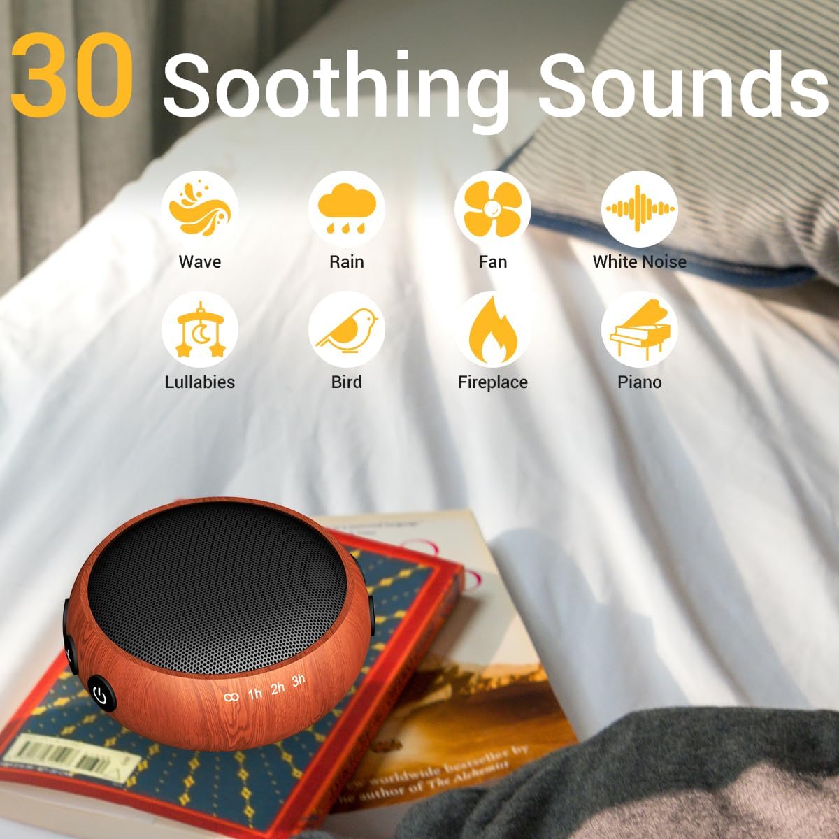 Sound Machine Night Light White Noise Machine with 30 Soothing Sounds 12 Colors Night Light Sleep Machine for Baby Kids Adults Brown Pink Nosie Machine with 32 Volume Levels for Office Home Travel