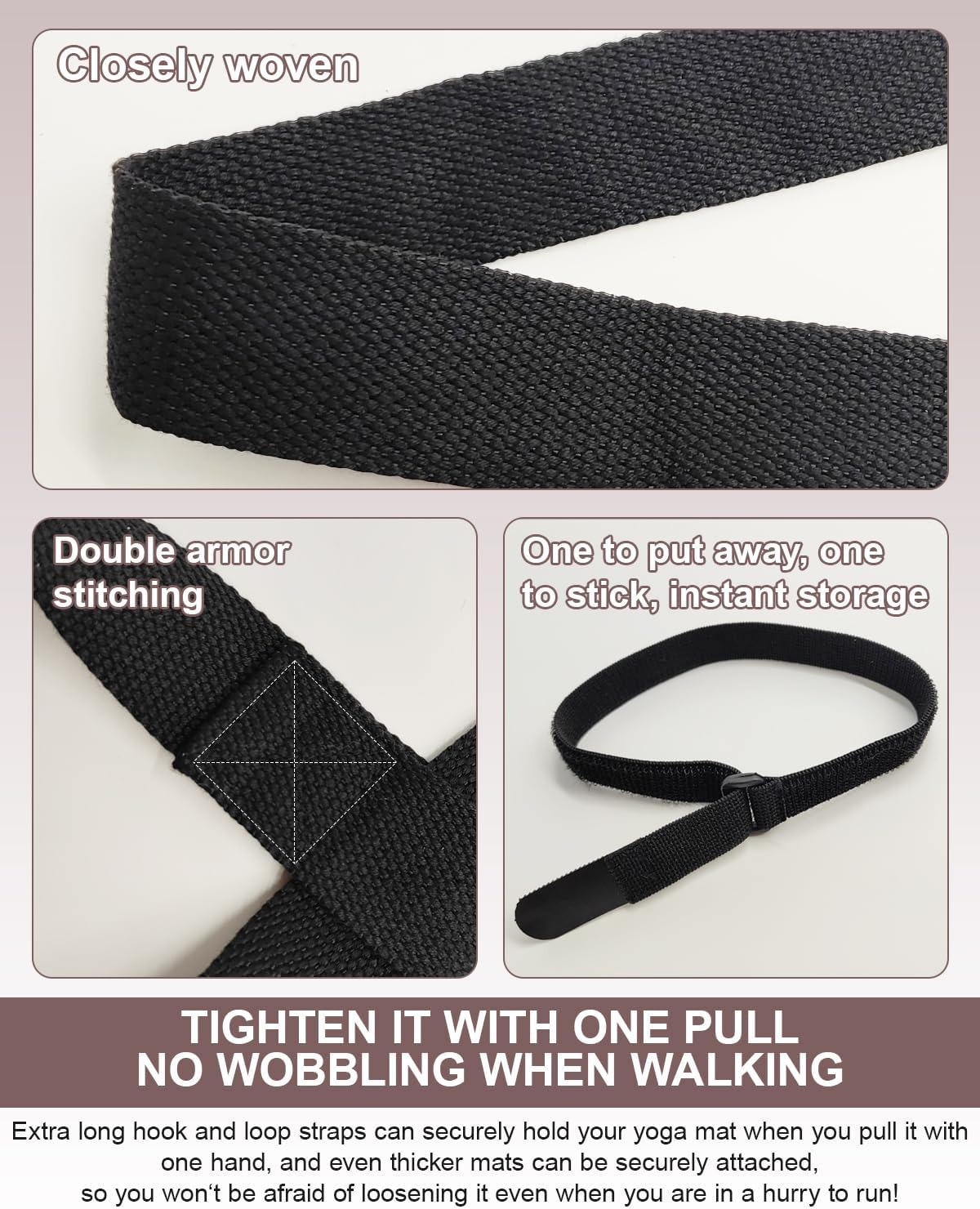 Yoga Mat Carrier, Premium Yoga Strap for Carrying Yoga Mats with Adjustable Hook and Loop Strap, Suitable for Carrying Most Sizes of Yoga Mats, Free Your Hands, Soft and Durable