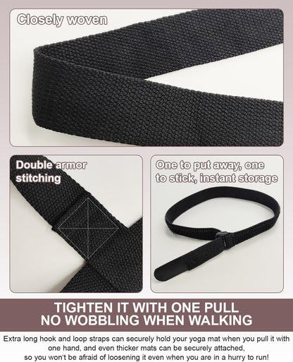 Yoga Mat Carrier, Premium Yoga Strap for Carrying Yoga Mats with Adjustable Hook and Loop Strap, Suitable for Carrying Most Sizes of Yoga Mats, Free Your Hands, Soft and Durable
