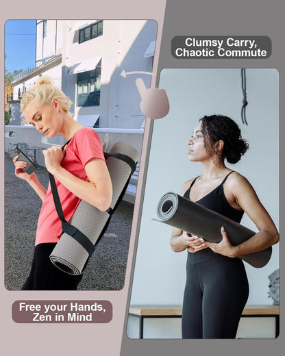 Yoga Mat Carrier, Premium Yoga Strap for Carrying Yoga Mats with Adjustable Hook and Loop Strap, Suitable for Carrying Most Sizes of Yoga Mats, Free Your Hands, Soft and Durable