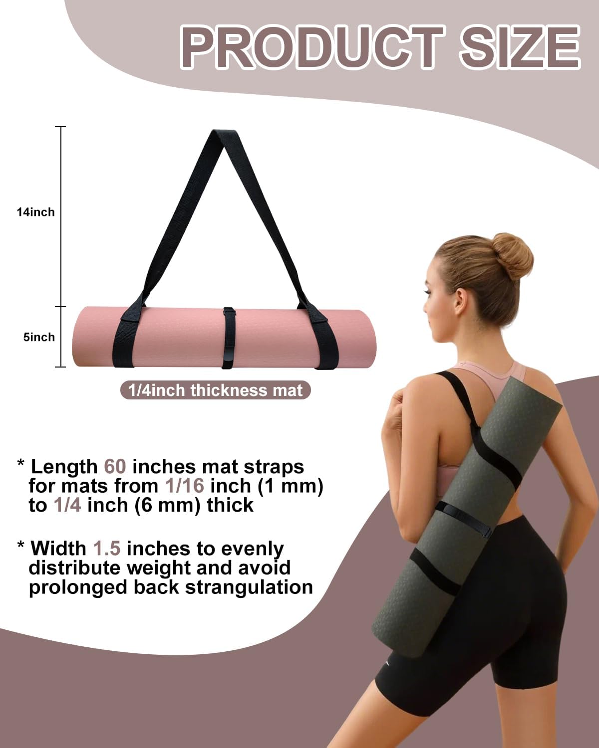 Yoga Mat Carrier, Premium Yoga Strap for Carrying Yoga Mats with Adjustable Hook and Loop Strap, Suitable for Carrying Most Sizes of Yoga Mats, Free Your Hands, Soft and Durable