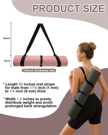 Yoga Mat Carrier, Premium Yoga Strap for Carrying Yoga Mats with Adjustable Hook and Loop Strap, Suitable for Carrying Most Sizes of Yoga Mats, Free Your Hands, Soft and Durable