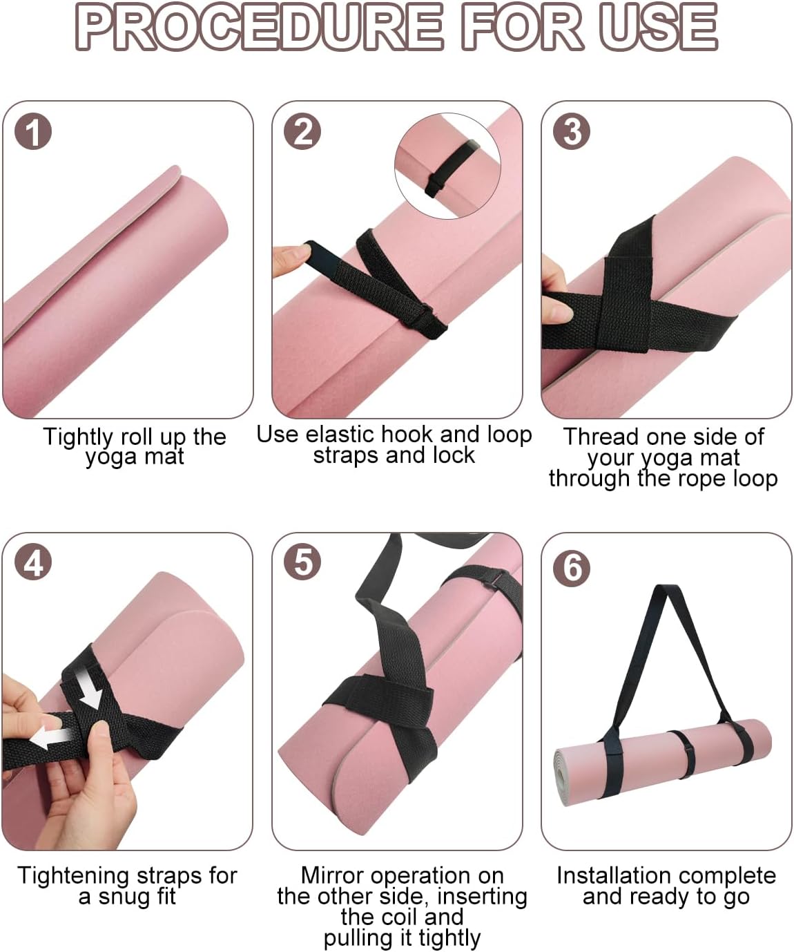 Yoga Mat Carrier, Premium Yoga Strap for Carrying Yoga Mats with Adjustable Hook and Loop Strap, Suitable for Carrying Most Sizes of Yoga Mats, Free Your Hands, Soft and Durable