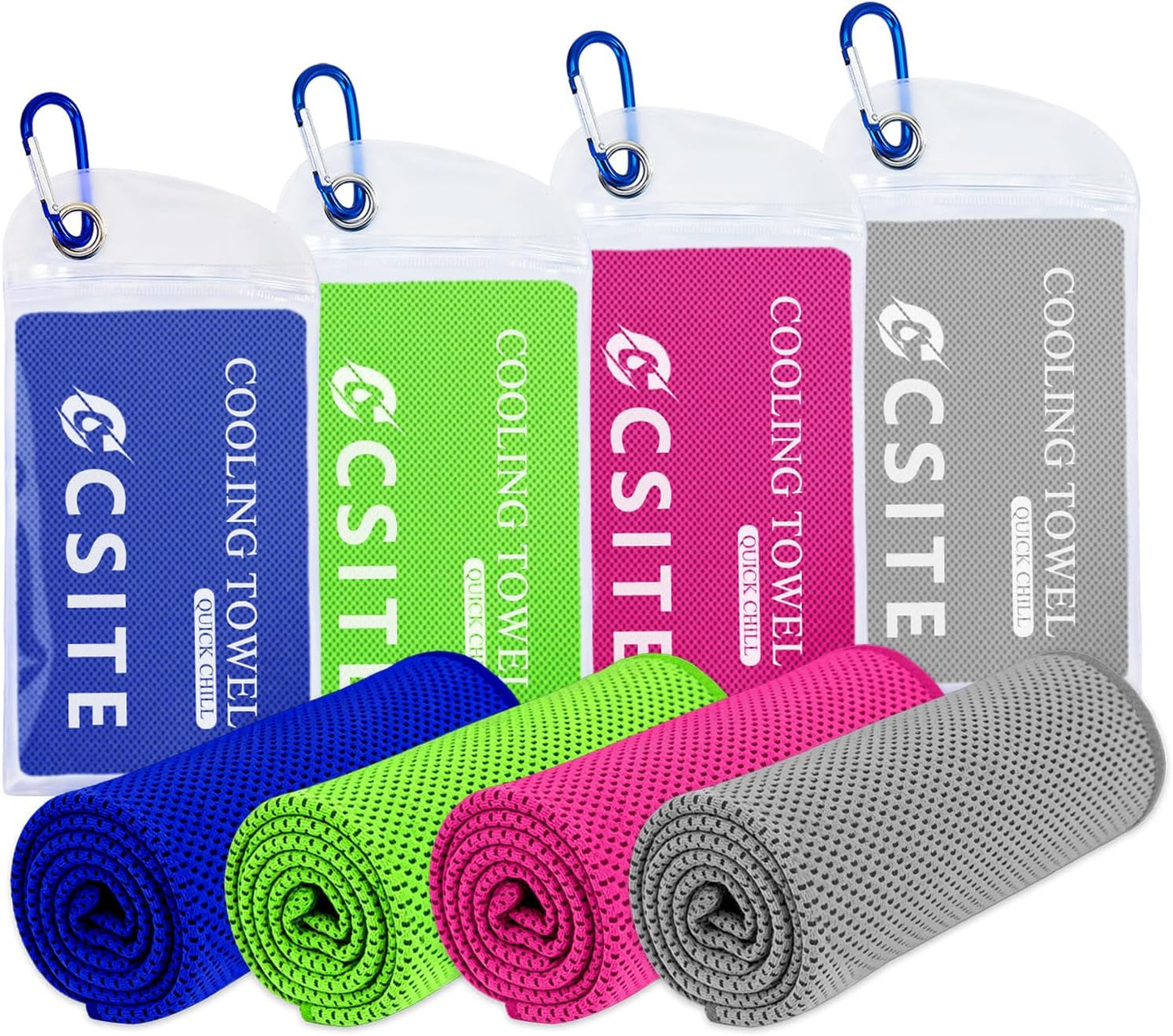 4 Pack Cooling Towels (47"x12") for Neck and Face, Ice Towel for Hot Weather, Soft Breathable Chilly Gym Towels, Microfiber Towel for Work Out, Yoga, Running, Camping & More Activities