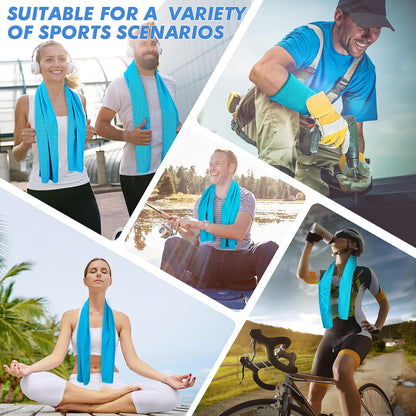 4 Pack Cooling Towels (47"x12") for Neck and Face, Ice Towel for Hot Weather, Soft Breathable Chilly Gym Towels, Microfiber Towel for Work Out, Yoga, Running, Camping & More Activities