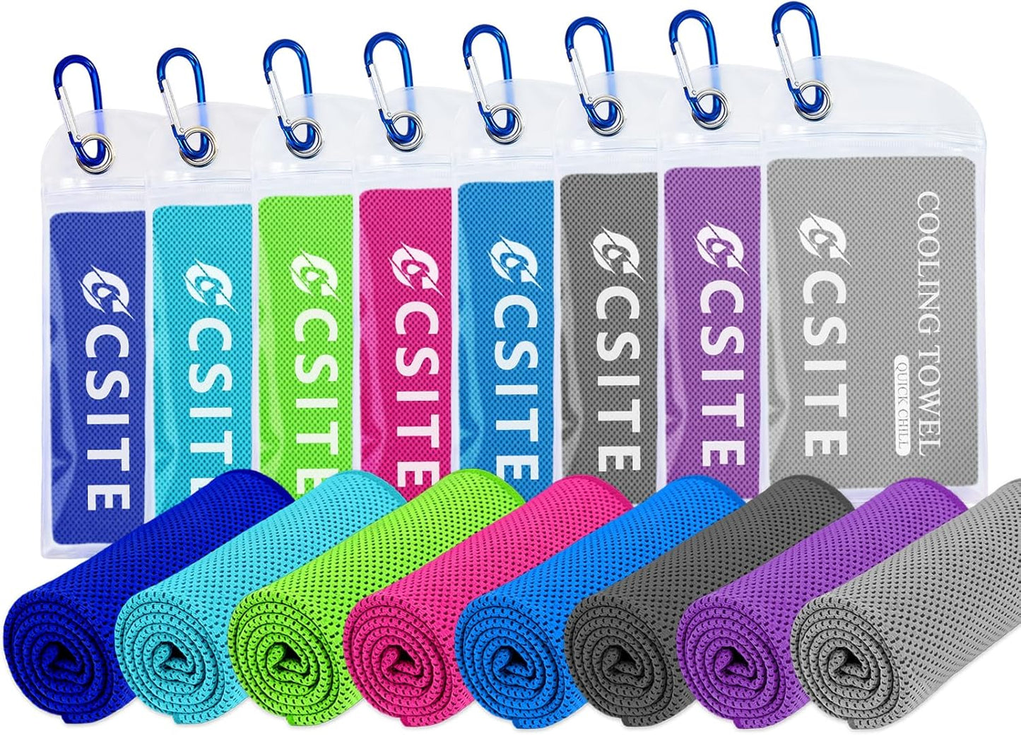 4 Pack Cooling Towels (47"x12") for Neck and Face, Ice Towel for Hot Weather, Soft Breathable Chilly Gym Towels, Microfiber Towel for Work Out, Yoga, Running, Camping & More Activities