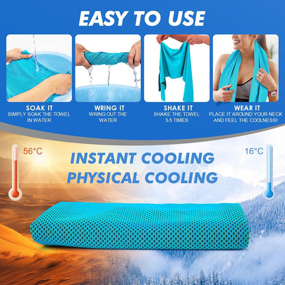4 Pack Cooling Towels (47"x12") for Neck and Face, Ice Towel for Hot Weather, Soft Breathable Chilly Gym Towels, Microfiber Towel for Work Out, Yoga, Running, Camping & More Activities
