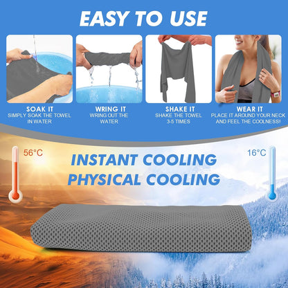 4 Pack Cooling Towels (47"x12") for Neck and Face, Ice Towel for Hot Weather, Soft Breathable Chilly Gym Towels, Microfiber Towel for Work Out, Yoga, Running, Camping & More Activities