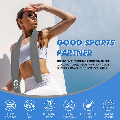4 Pack Cooling Towels (47"x12") for Neck and Face, Ice Towel for Hot Weather, Soft Breathable Chilly Gym Towels, Microfiber Towel for Work Out, Yoga, Running, Camping & More Activities