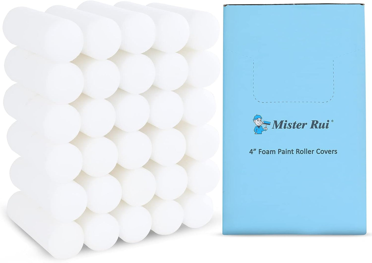 Foam Paint Roller - Small Paint Roller, Mini Paint Roller & Paint Roller Cover 4 inch for Painting Walls, Cabinets, Cupboards, Doors