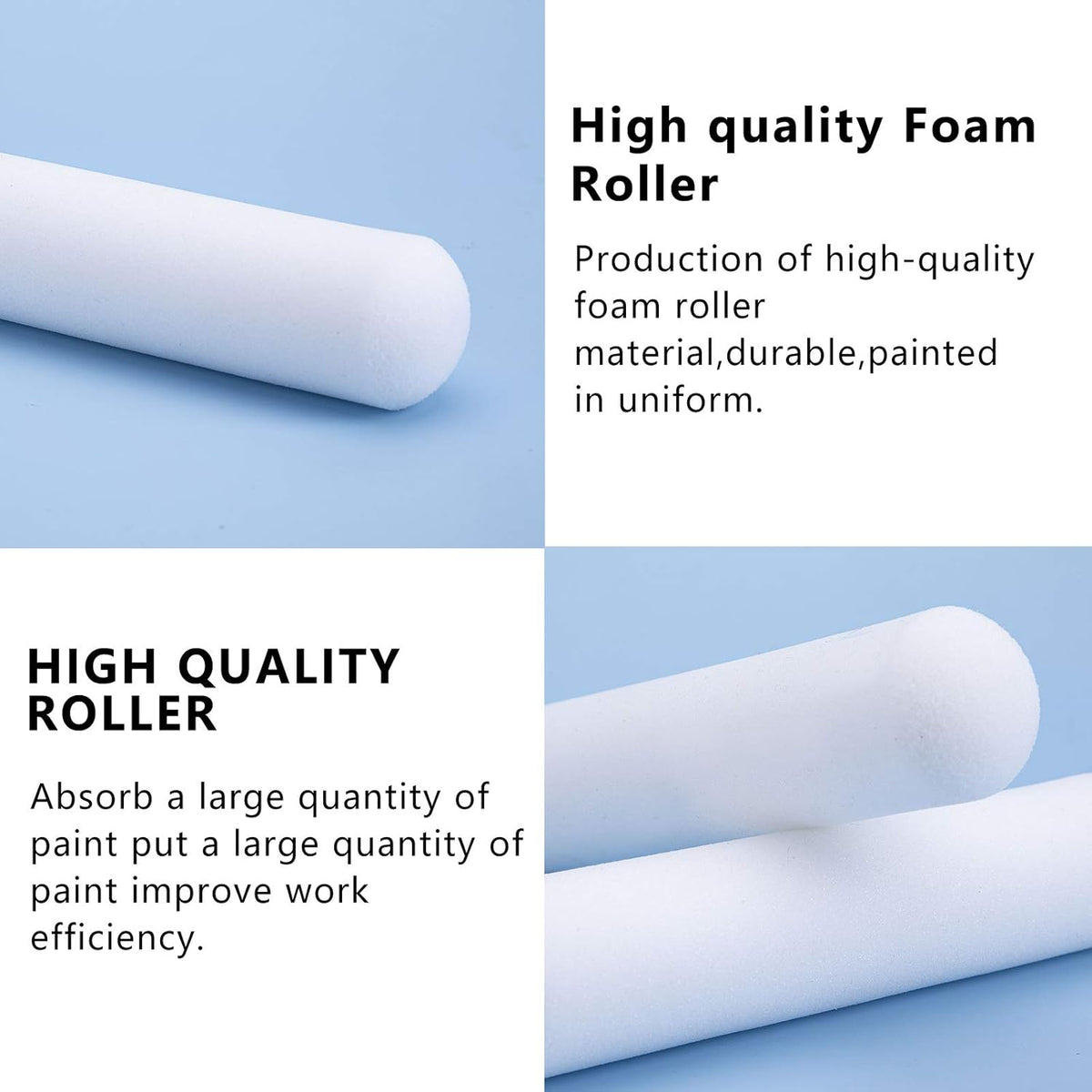 Foam Paint Roller - Small Paint Roller, Mini Paint Roller & Paint Roller Cover 4 inch for Painting Walls, Cabinets, Cupboards, Doors